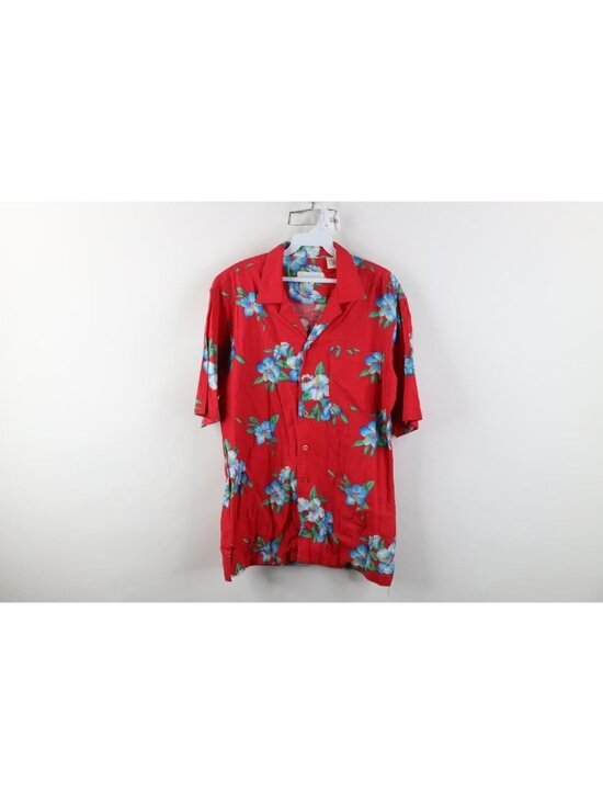 Vintage Other - Vtg 70s 80s Streetwear Mens Medium Rayon Gabardine Flower Hawaiian Button Shirt